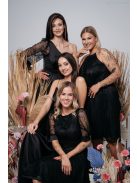 Andrea - Čierne čipkované šaty s naberanými rukávmi a špeciálnym strihom na chrbte