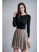 Leila - mini šaty s dlhým rukávom a trblietavou kruhovou sukňou