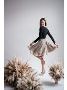 Leila - mini šaty s dlhým rukávom a trblietavou kruhovou sukňou