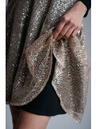 Leila - mini šaty s dlhým rukávom a trblietavou kruhovou sukňou