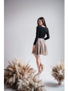 Leila - mini šaty s dlhým rukávom a trblietavou kruhovou sukňou