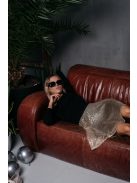 Leila - mini šaty s dlhým rukávom a trblietavou kruhovou sukňou