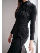 Aliz - čierne midi šaty s dlhými rukávmi