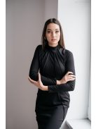 Aliz - čierne midi šaty s dlhými rukávmi