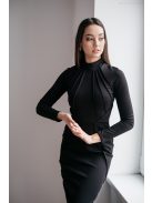 Aliz - čierne midi šaty s dlhými rukávmi
