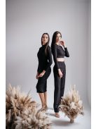 Friderika - čierny crop top s dlhým rukávom