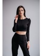 Friderika - fekete hosszú ujjú crop-top