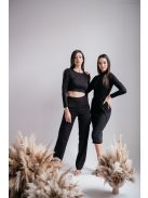 Friderika - fekete hosszú ujjú crop-top