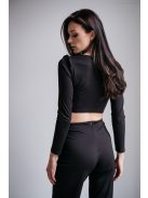 Friderika - čierny crop top s dlhým rukávom