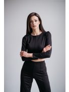 Friderika - čierny crop top s dlhým rukávom