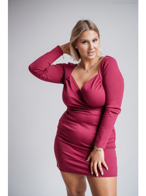 Mirella - purpurové mini šaty s dlhým rukávom