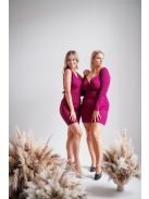 Mirella - purpurové mini šaty s dlhým rukávom