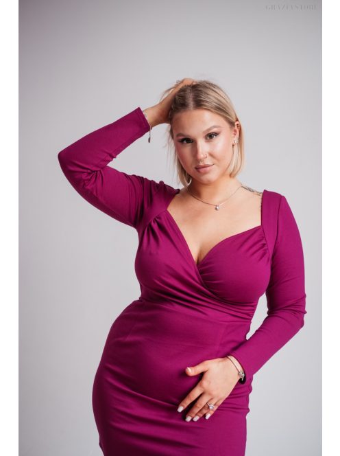 Mirella - purpurové mini šaty s dlhým rukávom