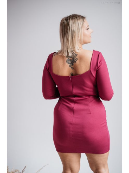 Mirella - purpurové mini šaty s dlhým rukávom