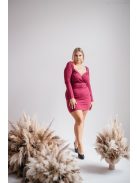 Mirella - purpurové mini šaty s dlhým rukávom