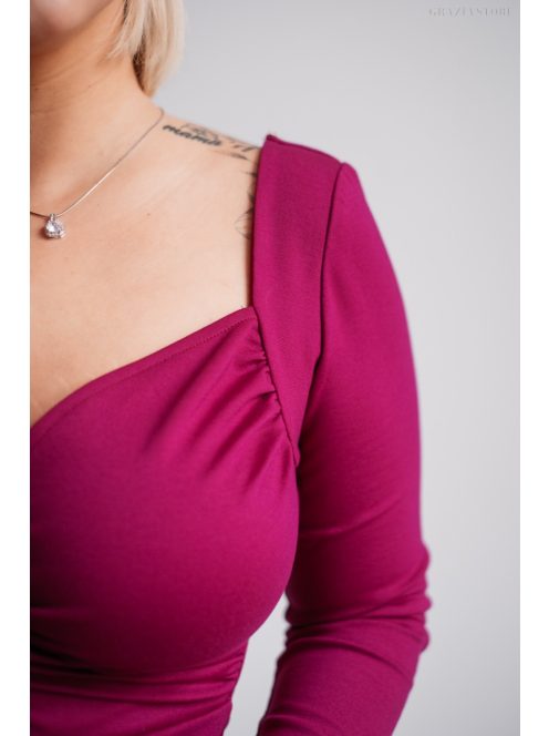 Mirella - purpurové mini šaty s dlhým rukávom