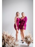 Mirella - purpurové mini šaty s dlhým rukávom