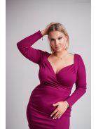 Mirella - purpurové mini šaty s dlhým rukávom