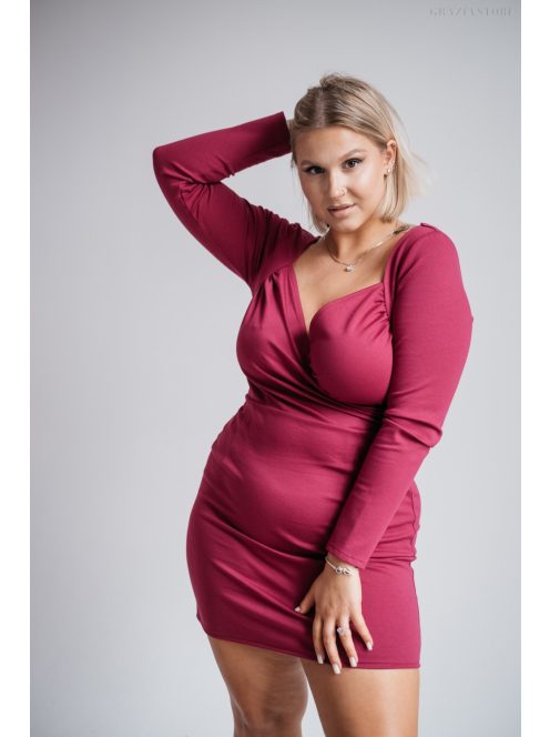 Mirella - purpurové mini šaty s dlhým rukávom