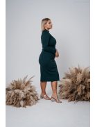 Aliz - tmavozelené midi šaty s dlhými rukávmi