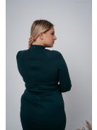 Aliz - tmavozelené midi šaty s dlhými rukávmi
