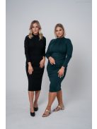 Aliz - tmavozelené midi šaty s dlhými rukávmi