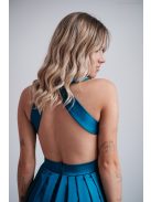 Petrolejovo modré asymetrické saténové šaty