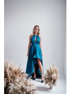 Petrolejovo modré asymetrické saténové šaty