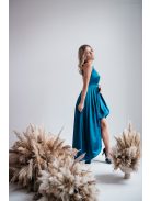 Petrolejovo modré asymetrické saténové šaty