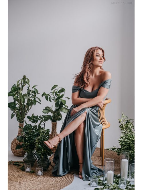 Rebeka - crop top s elastickým materiálom v army farbe