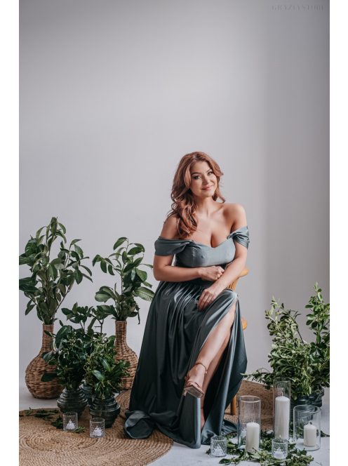 Rebeka - crop top s elastickým materiálom v army farbe