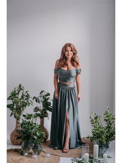 Rebeka - crop top z elastického materiálu v army farbe