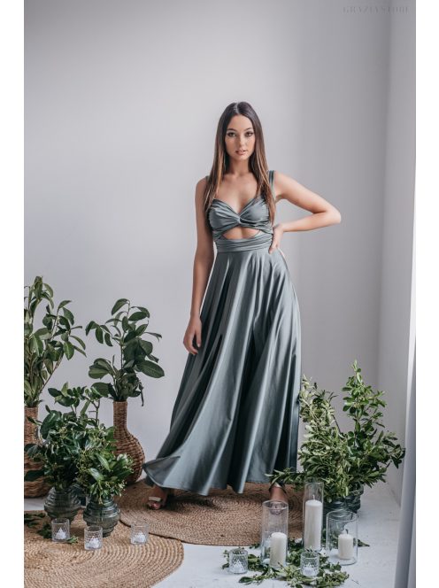 Zoe - army zelené maxi šaty z elastického materiálu