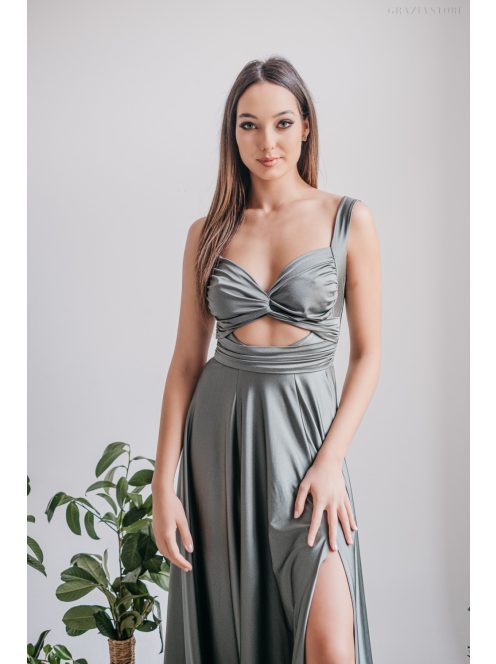 Zoe - army zelené maxi šaty z elastického materiálu