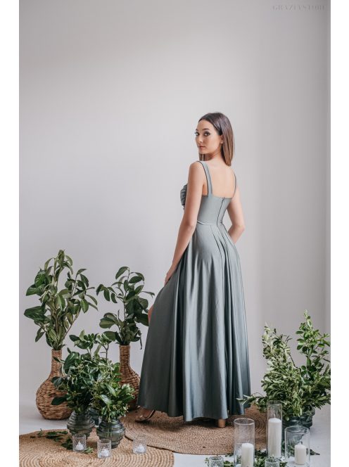 Zoe - army zelené maxi šaty z elastického materiálu