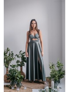 Zoe - army zelené maxi šaty z elastického materiálu