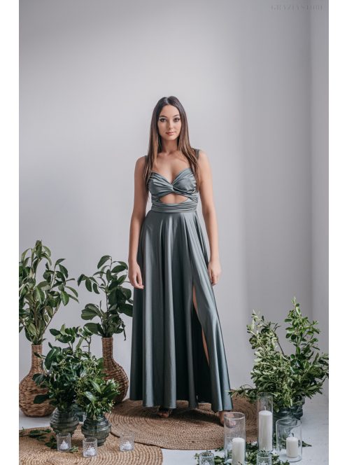 Zoe - army zelené maxi šaty z elastického materiálu