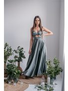 Zoe - army zelené maxi šaty z elastického materiálu