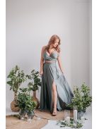 Yvonne - elastické maxi šaty s prekríženým topom v army farbe