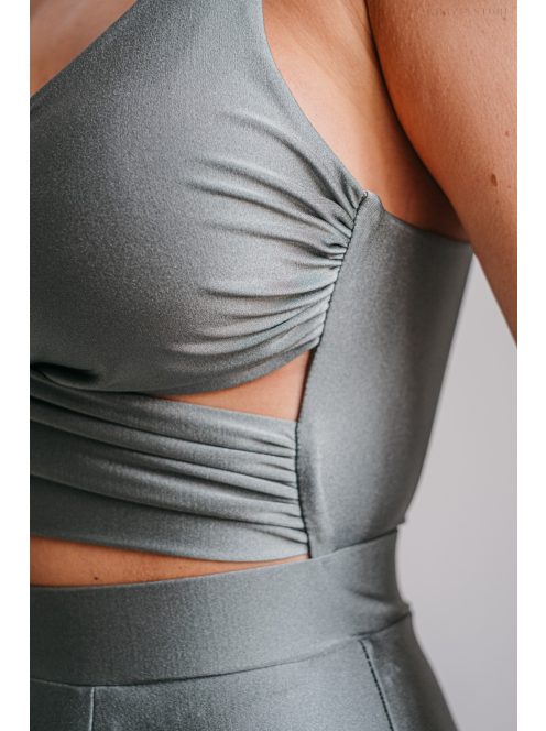 Yvonne - elastické maxi šaty s prekríženým topom v army farbe