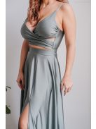 Yvonne - elastické maxi šaty s prekríženým topom v army farbe