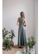 Zóra - maxi šaty s preloženým dekoltom v army zelenej farbe