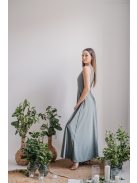 Zóra - maxi šaty s prekladaným dekoltom v army zelenej farbe