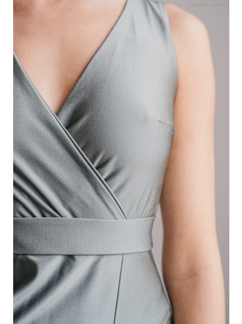 Zóra - maxi šaty s preloženým dekoltom v army zelenej farbe