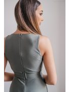 Zóra - maxi šaty s preloženým dekoltom v army zelenej farbe