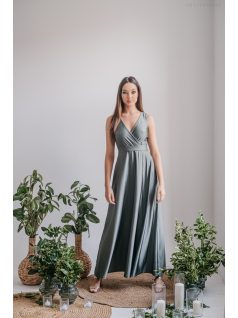   Zóra - maxi šaty s preloženým dekoltom v army zelenej farbe