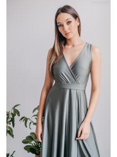   Zóra - maxi šaty s preloženým dekoltom v army zelenej farbe