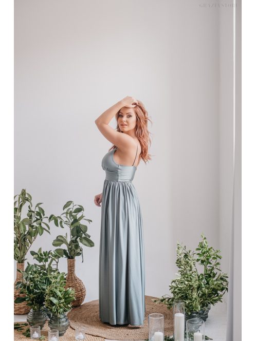 Hanna - Foresty zelené maxi šaty s výstrihom do V z elastického materiálu