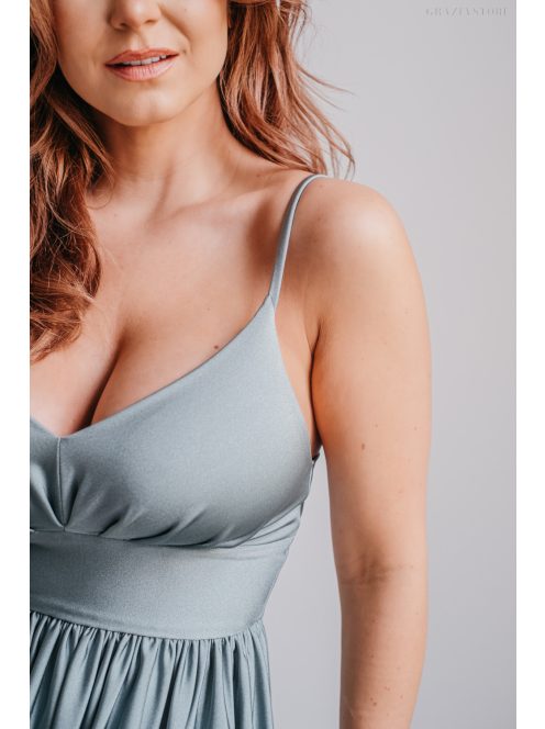 Hanna - Foresty zelené maxi šaty s výstrihom do V z elastického materiálu