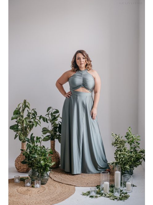 Eliza - foresty zelené špeciálne maxi šaty z elastického materiálu